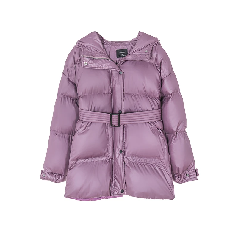 

Winter Hooded Jacket Women Warm Solid Parkas Belt Puffer Coat Oversized Outwear Female Clothing 2021