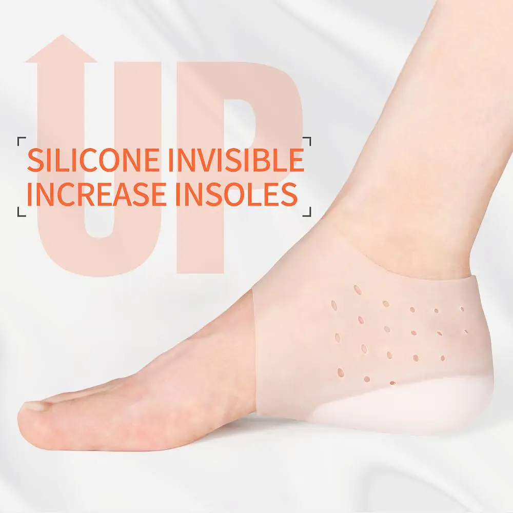 BANGNI Invisible Heightening Insoles Heel Socks Silicone Anti-crack Super Elastic Heightening Protection Heel Insoles for Shoes