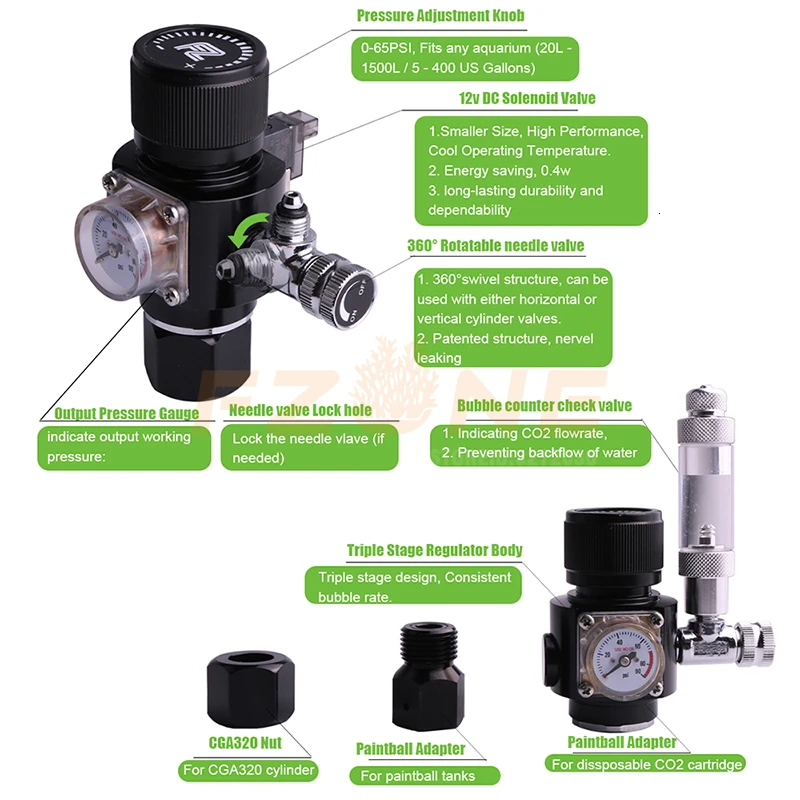 DC12V CO2 мини Регулятор аквариума дисплей с счетчиком пузырей обратный клапан для водяное растение для аквариума аквариум
