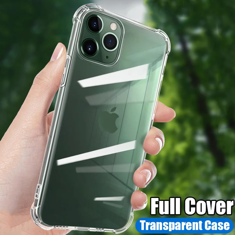 Роскошный противоударный чехол для телефона iPhone 11 Pro XS Max XR X полностью прозрачный