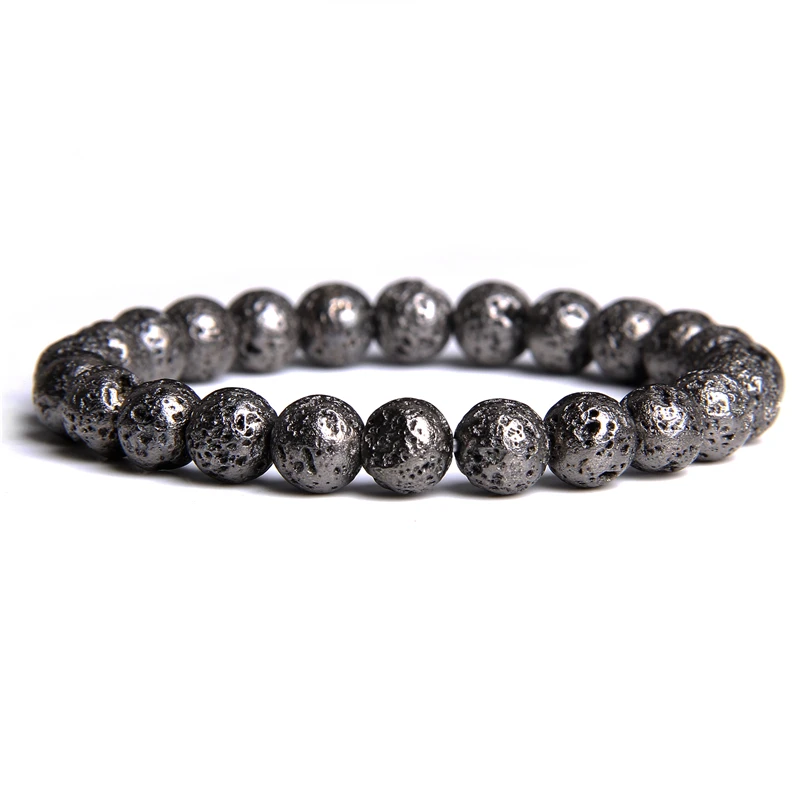 

Vintage Volcanic Stone Beads Bracelets Men Ancient 8mm Natural Rock Lava Diffuser Bracelets for Women Jewelry Pulseira Hombre