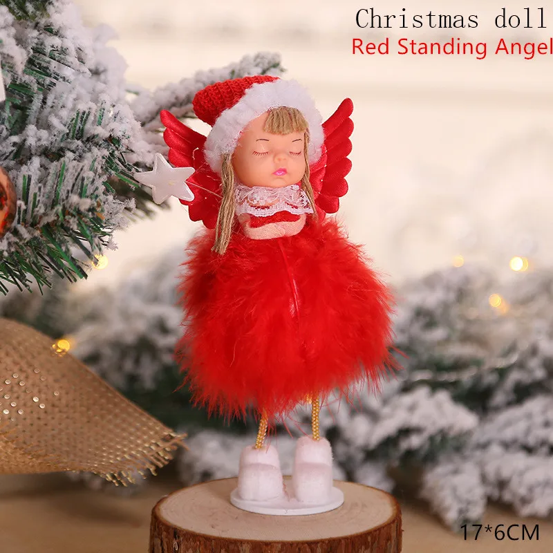 Red Standing angel Рождественские украшения для дома 4 м Мерцающие Звезды бумажные гирлянды Рождественская елка кулон год подарок Noel Deco Navidad украшения - Цвет: Red Standing angel