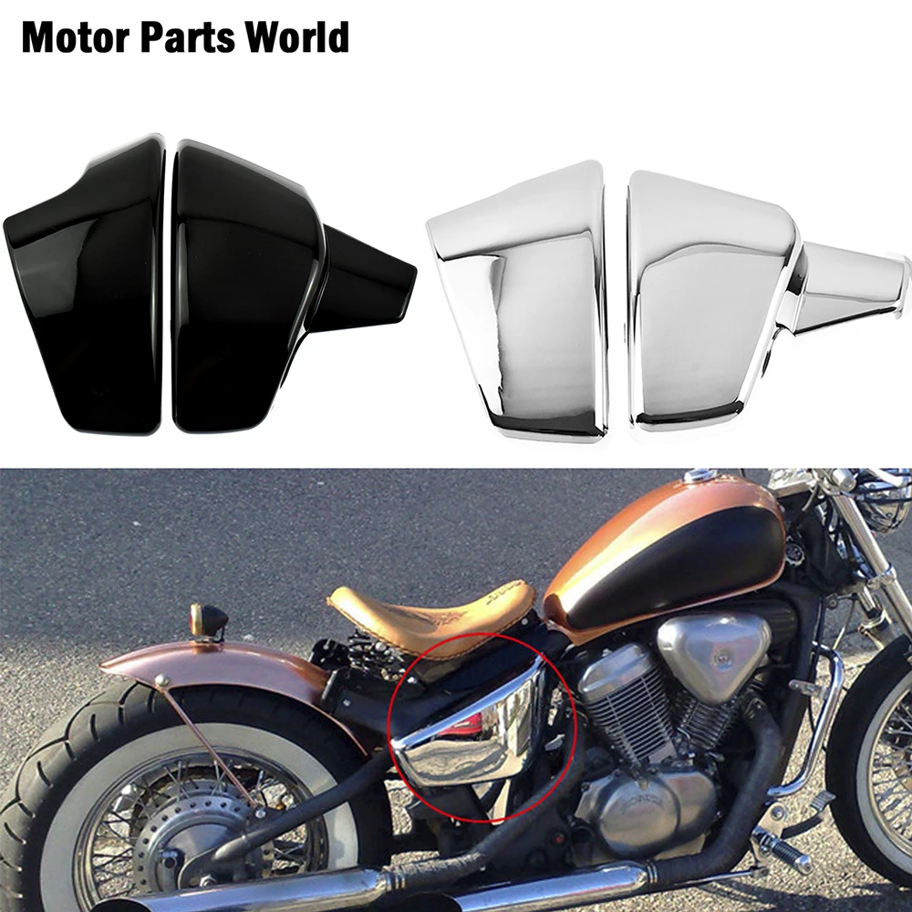 Боковая крышка аккумулятора мотоцикла 2 шт. черная/хромированная для Honda VLX 600