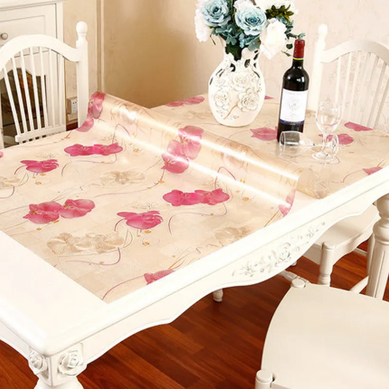 Европейский тип ПВХ мягкое стекло скатерть ткань водонепроницаемая