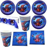 61pcslot spiderman theme tablecloth napkins happy birthday party towels plates cups baby shower decorations dishes table cover