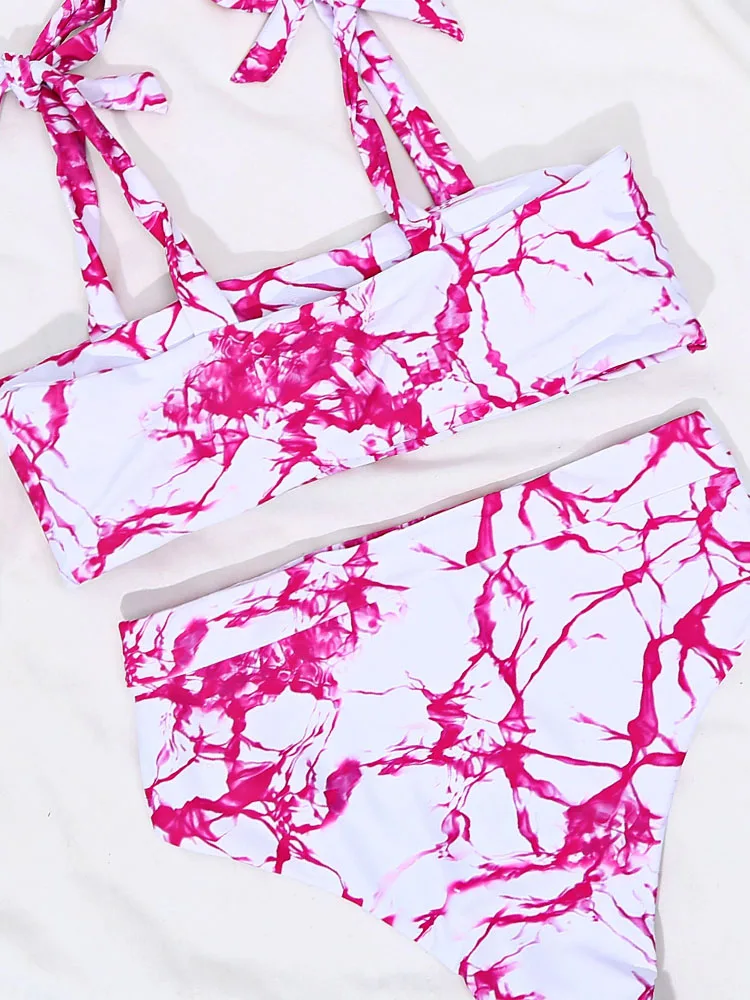 

Tie Dye Bikinis 2020 Hot Sale Padded Bra Sexy Bikini Push Up High Waist Swimsuit Bandage Swimwear Women Bathing Suit
