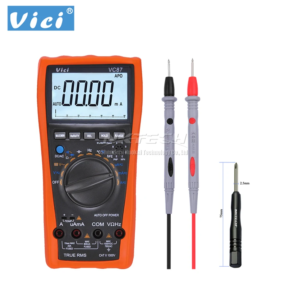 Цифровой мультиметр VICI VC87 VSD измеритель с функцией True RMS термостойкость емкость