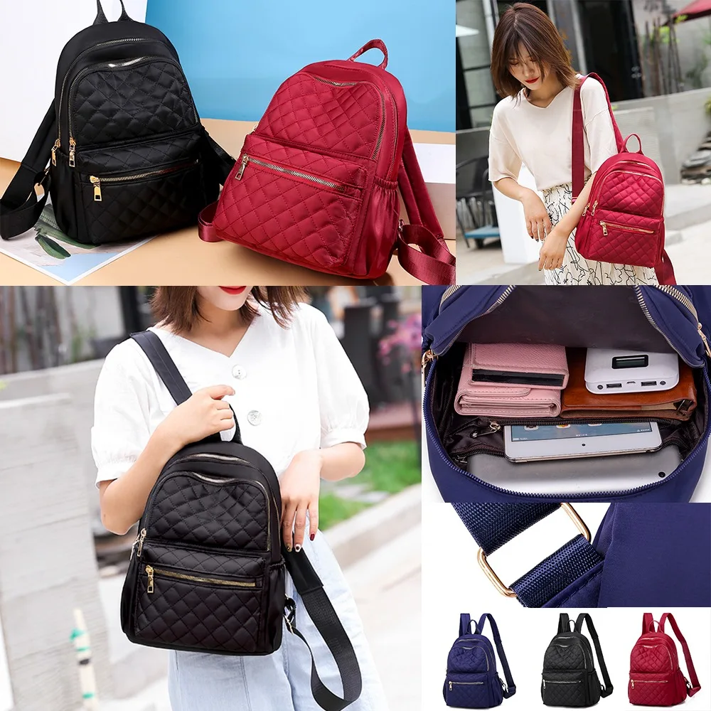 

Fashion Diamond Lattice Women Backpack Durable Fabric Nylon Backpack Pretty Style Girls School Backpack Female Travel Backpack