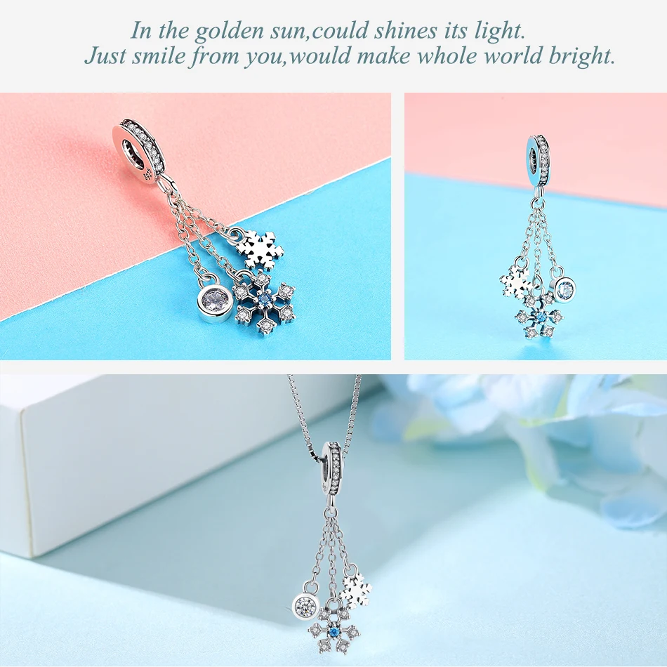 ELESHE, Подходит для Pandora, подвеска из бисера, 925 пробы, серебро, снежинка, цветок, браслет, сделай сам, бусины, ювелирное изделие, рождественский подарок