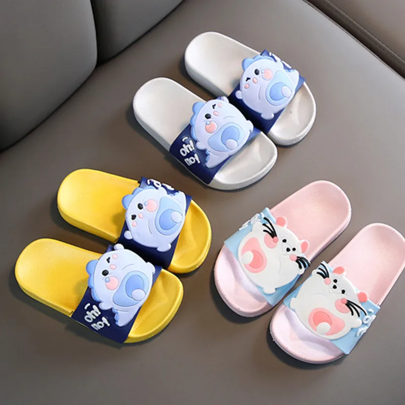 Шлепанцы детские с мультяшным динозавром летняя обувь для начинающих ходить