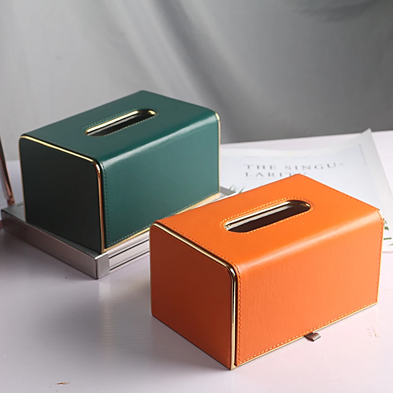

Modern Tissue Boxes Green Nordic Leather Luxury Napkin Box Europe Home Table Paper Remote Control Rangement Home Accessories