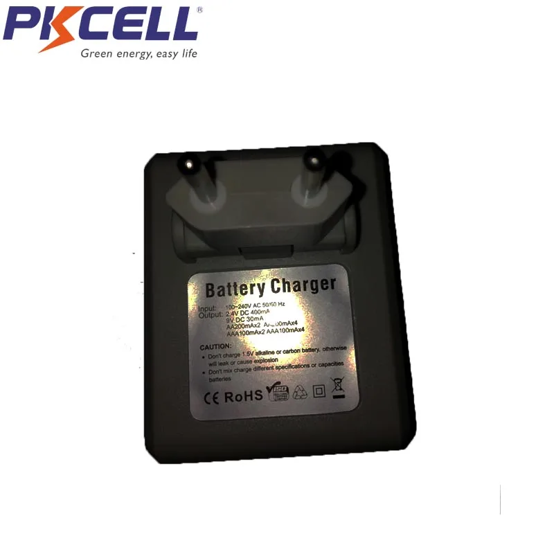 PKCELL 9V зарядное устройство 6F22 6LR61 ER9V Зарядка для 1-2 шт. aa aaa NIMH или NICD батареи с светодиодный светильник показывает