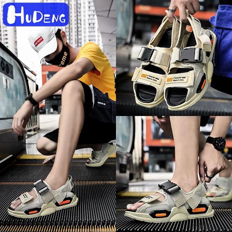 Сандалии гладиаторы HUDENG мужские повседневные удобные мягкие босоножки на