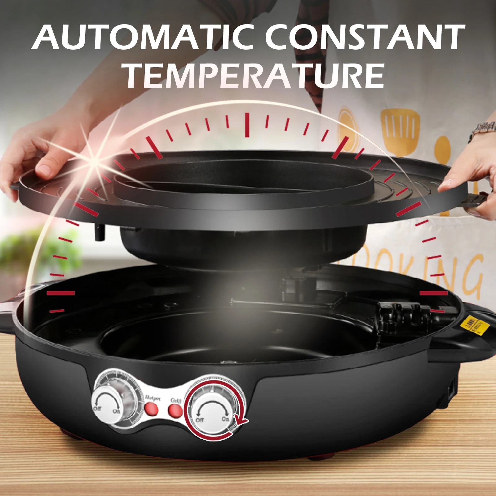 2 in1 smokeless electric barbecue grill machine hot pot oven bbq griddle multi cooker non stick baking shabu shabu pan 110v free global shipping