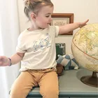 Футболка для маленьких мальчиков и девочек, хлопок, с мультяшным принтом, Модная тонкая рубашка с коротким рукавом, на лето