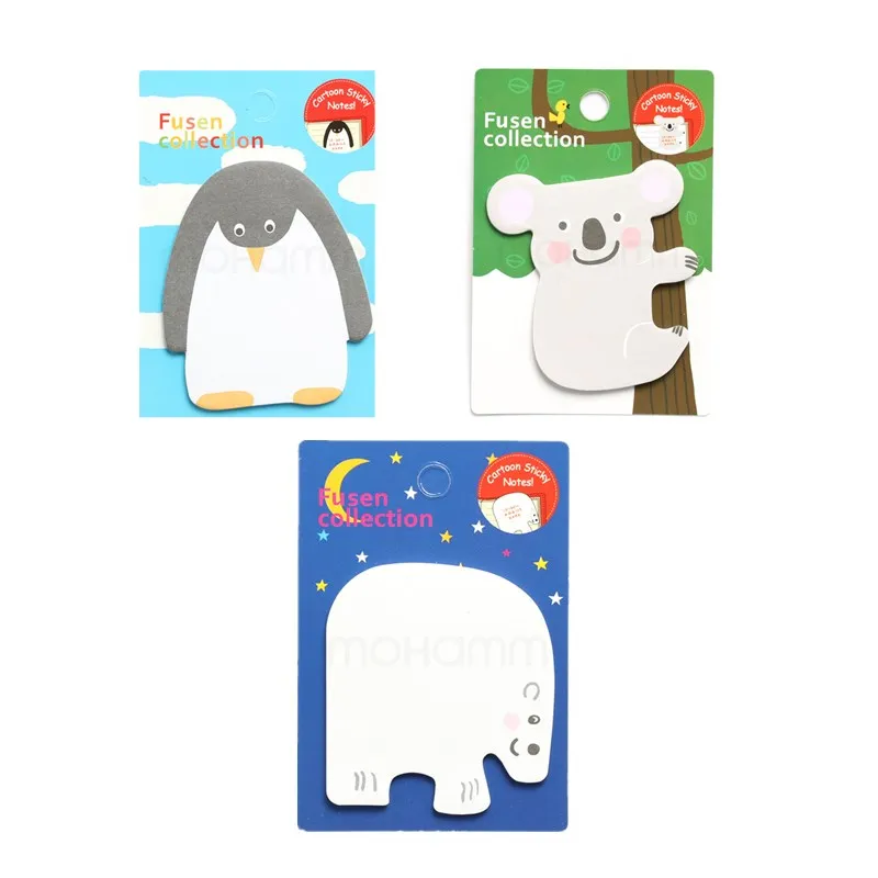 8Pcs Cute Animal Lion Penguin Elephant Sticky Notes Memo Pads for Kids School Stationery Office Supplies Note Pad Bookmark Decor |