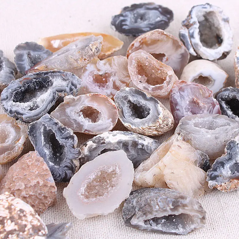 Натуральные Geodes срез камня натуральные кристаллы Halves лечебный камень для