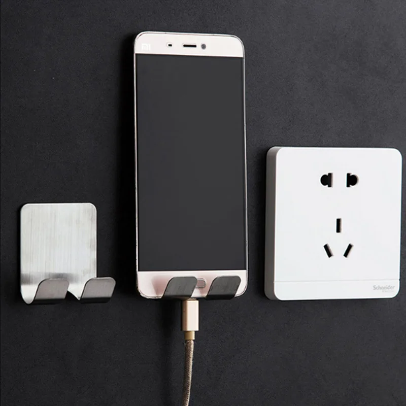 

Thours Wall Stainless Steel Holder Charging Box Bracket Metal Stand Shelf Mount Practical Support Universal for Mobile Phone