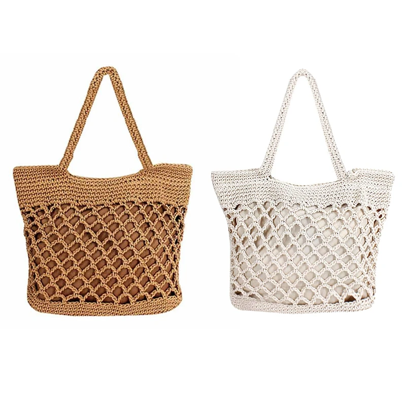 

Handbag Women Fashion Woven Straw Bag Summer Large Beach Tote Bag Travel Shopper Shoulder Bags