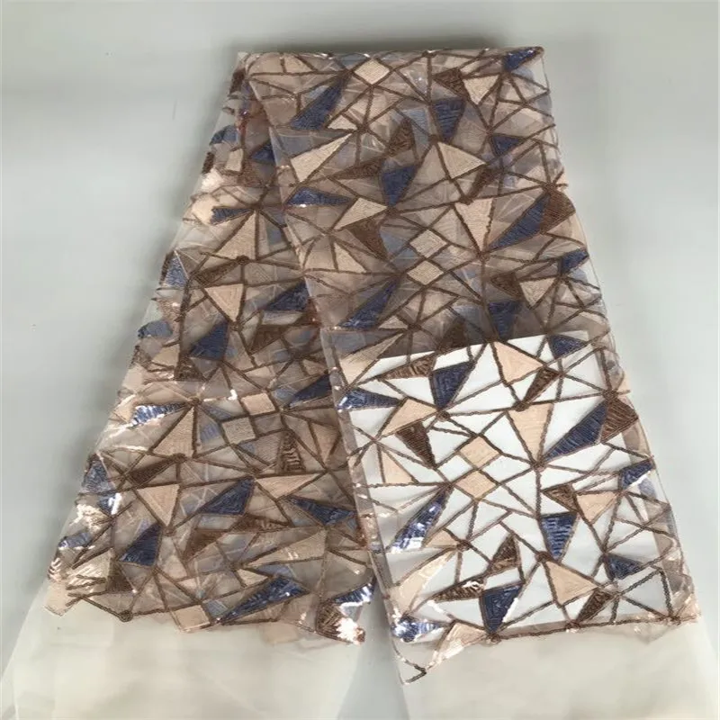 French Sequins Lace Fabric 2020 gold African Tulle High Quality Nigerian Embroidered Wedding Dress | Дом и сад