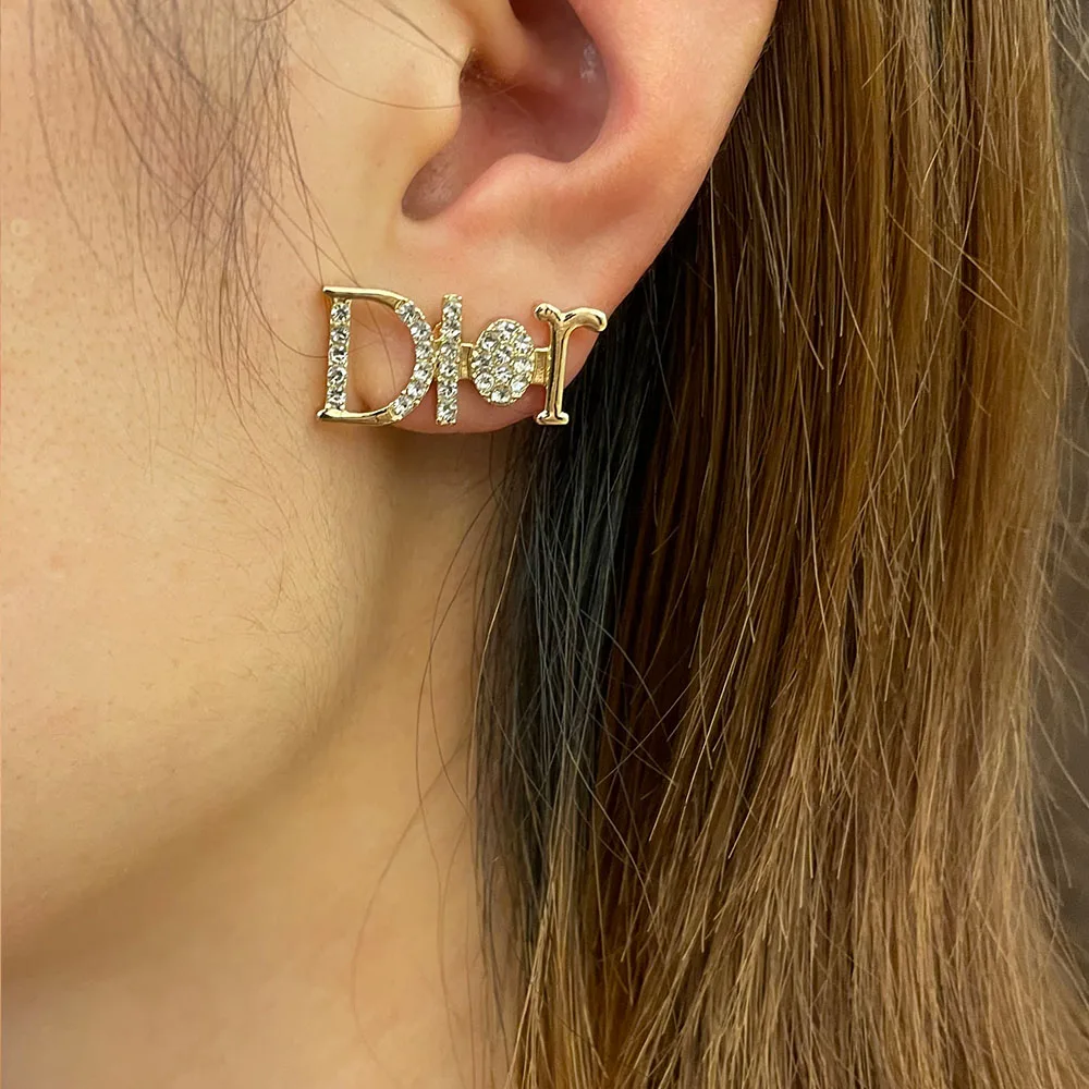 

Initial Letter Earrings Sterling Silver Hypoallergenic Cubic Zirconia Earrings Fashion Piercing Jewelry Gift for Women