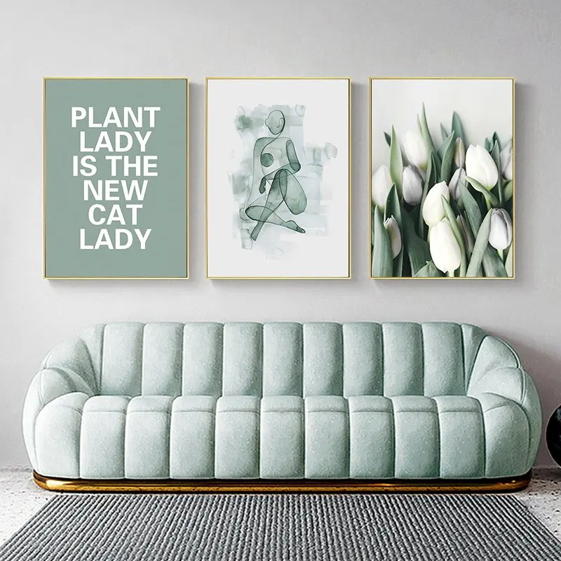 

3 Pieces Green Plant Flower Canvas Poster Print Wall Art Painting Nordic Decoration Pictures for Living Room Home Decor