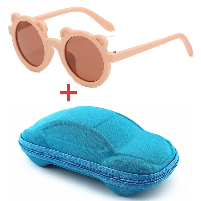 

Sunmmer Girls Boy Cute Sunglasses Cartoon Bear Shape Children Kids Sunglasses With Case Baby Round Glasses Gift Eyewear With Box