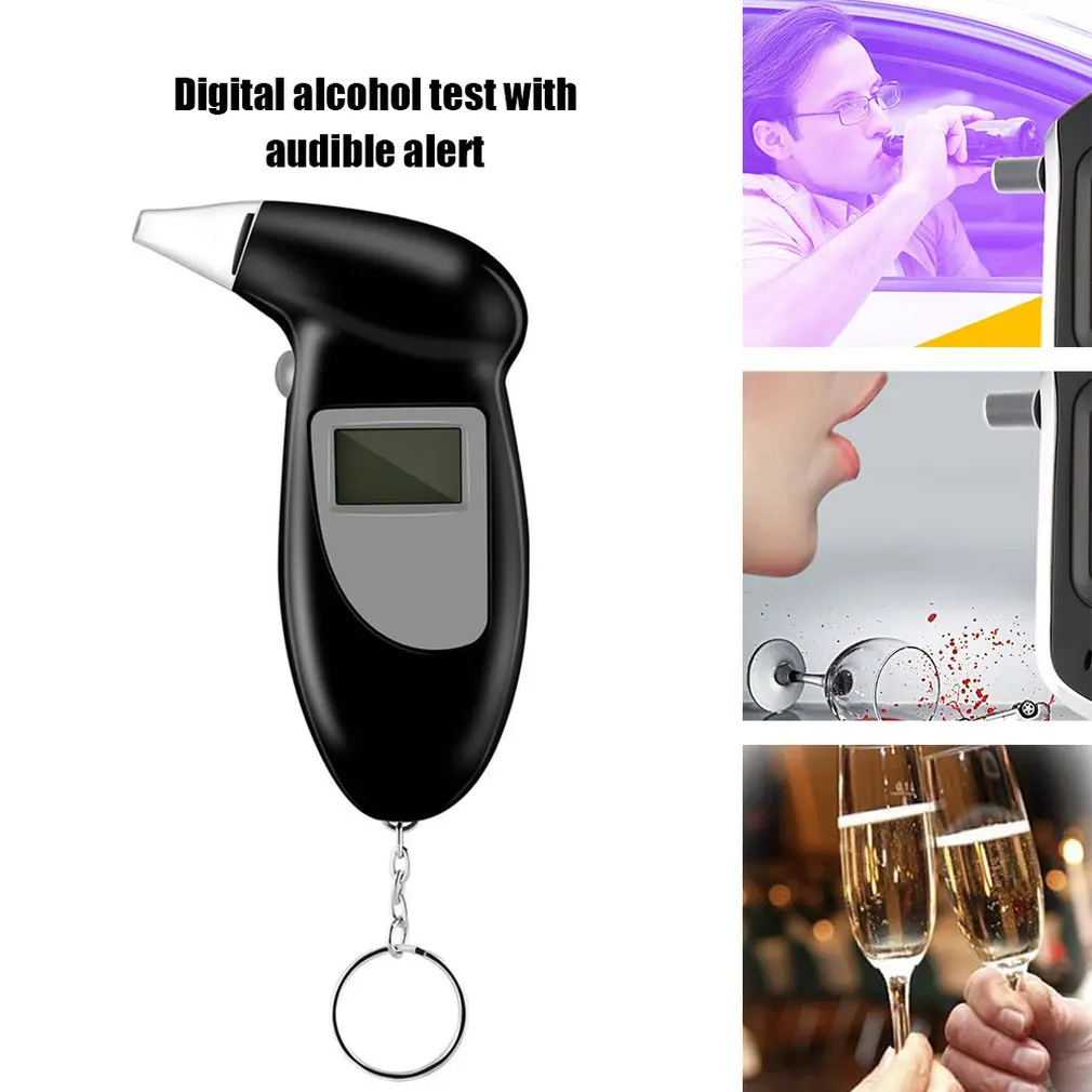 2018 Professional Alcohol Breath Tester Breathalyzer Analyzer Detector Test Keychain Breathalizer Breathalyser Device LCD Screen |