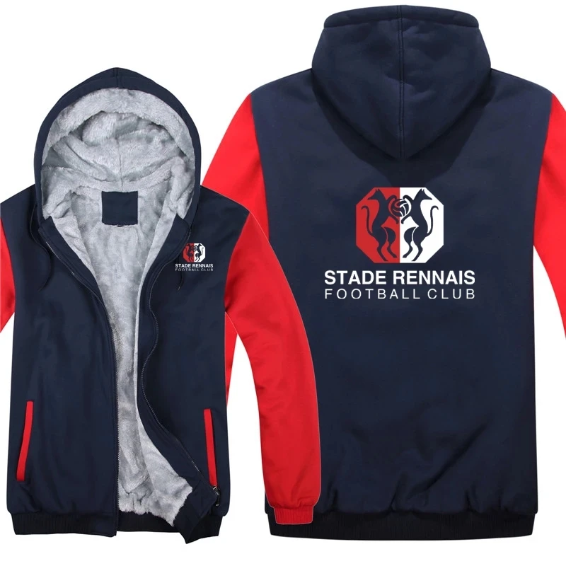 

Fashion Hip Hop Euro Club Rennes Hoodies Keep Warm Sweatshirts Men Hoodie Winter Streetwear Outwear Hoody Male Thick Coat 2021