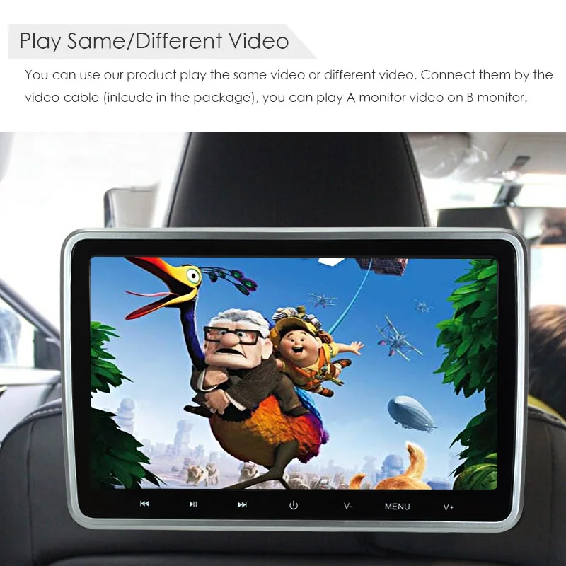 Автомобильный подголовник монитор dvd-плеер 1024x600 цифровой экран USB/HDMI/IR/FM