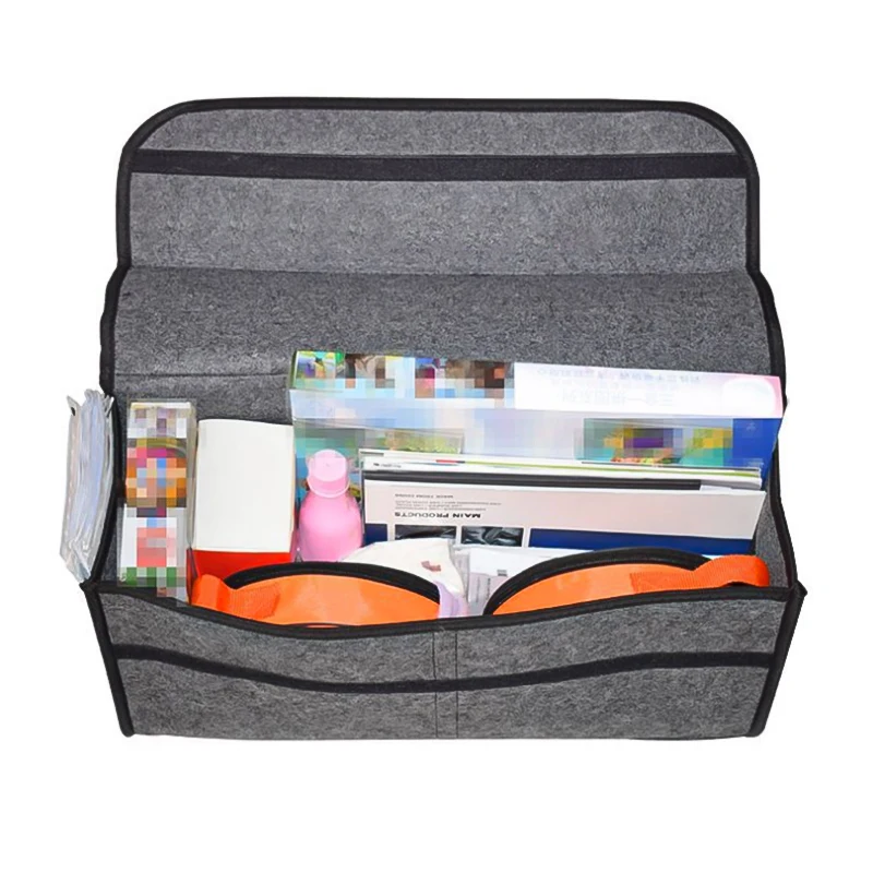 Car Folding Storage Bag For Felt Fabric Trunk Case Interior Accessories Solid Portable Stowing Tidying Container | Автомобили и
