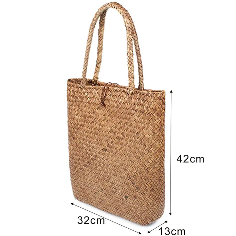 

2021 Fashion Women Summer Straw Large Tote Bag Beach Casual Shoulder Bag Handbag Handmade Basket Storage Shopping bag