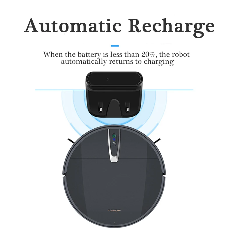 Автоматическая зарядка робот пылесос Map навигация приложение Управление 2000Pa