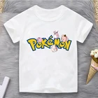 Летняя футболка для мальчиков 2021, модная повседневная детская футболка в стиле Харадзюку с короткими рукавами и изображением покемона и анимации, Детская футболка
