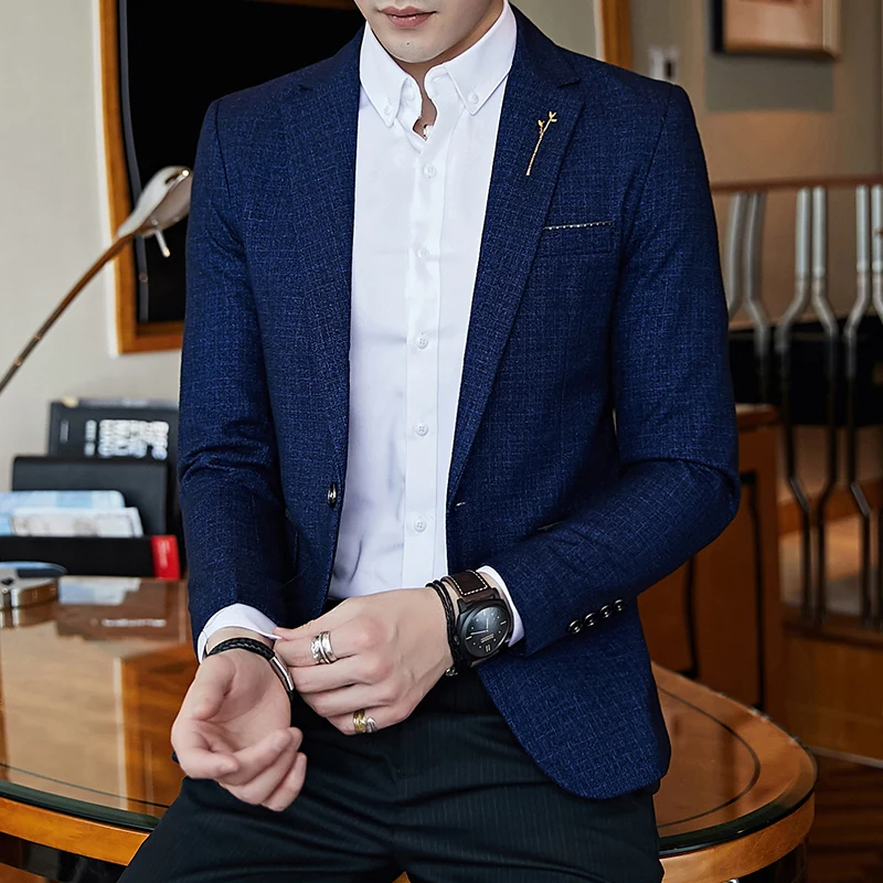 Мужской деловой костюм из чистого хлопка приталенный пиджак размер S 5XL осень