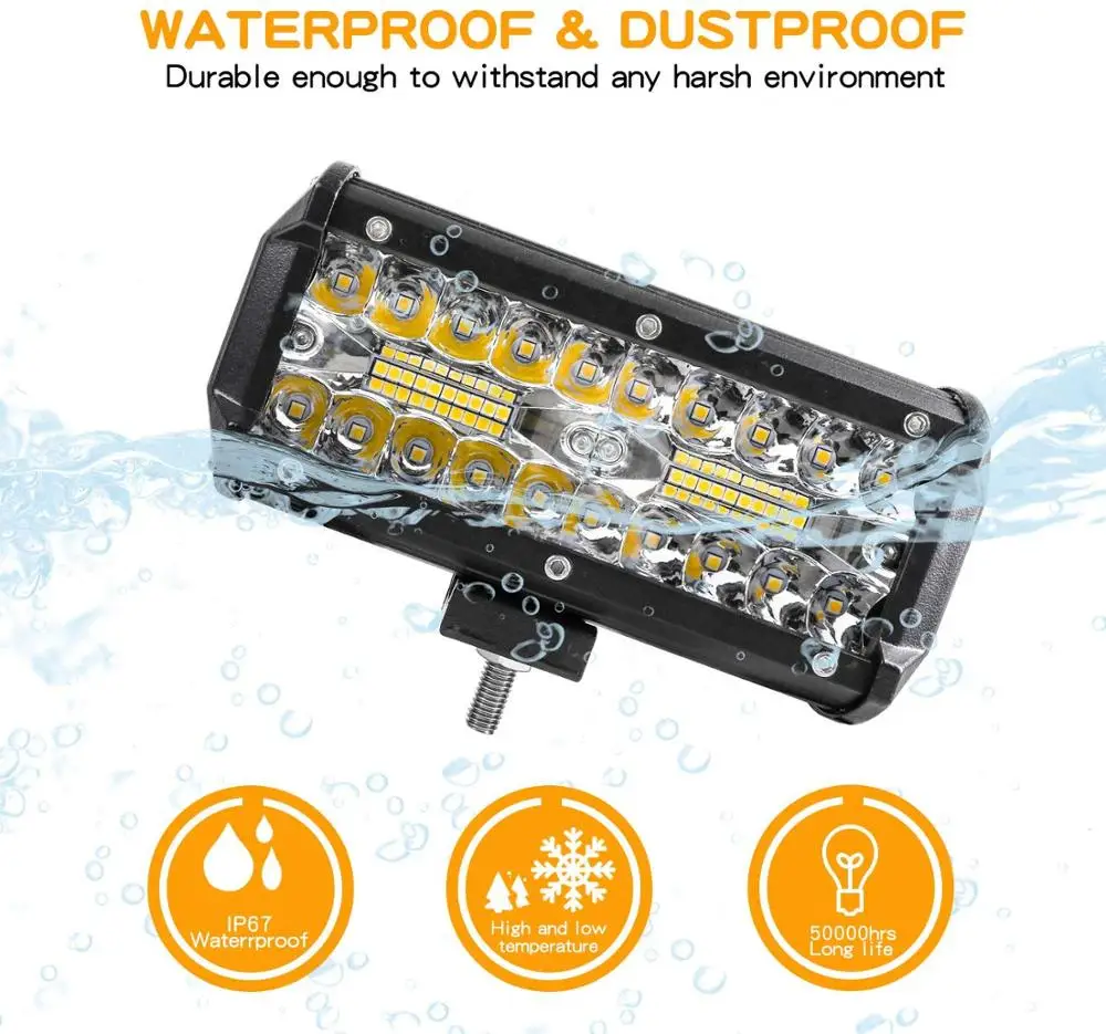 GZKAFOLEE 7inch LED Work Light 12V 24V Spot&ampFlood Combo Beam Led Car 7&quot 120W for Offroad Boat 4x4 Truck 4WD ATV SUV | Автомобили и