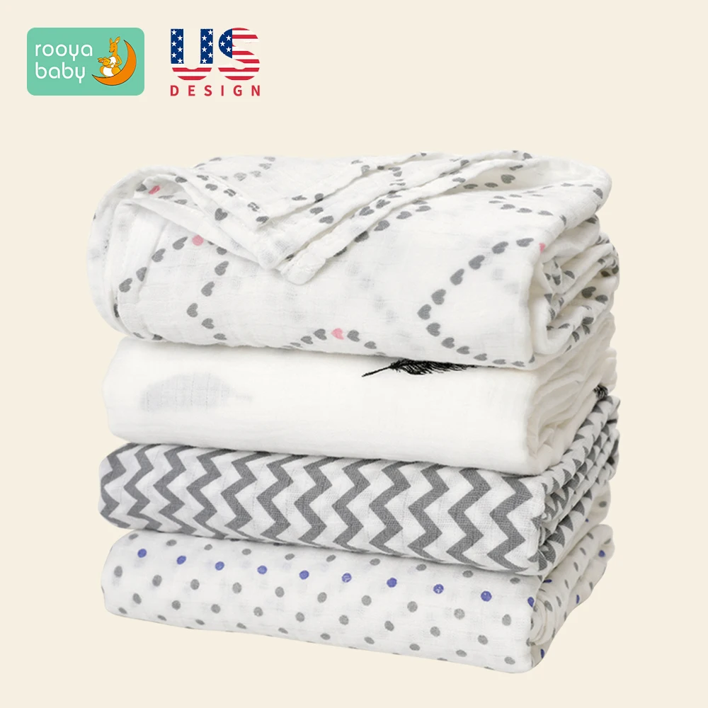 

Muslin Swaddle Blankets 100% Organic Cotton Swaddles for Boys and Girls Soft Swaddling Receiving Sleep Blankets For Newborns