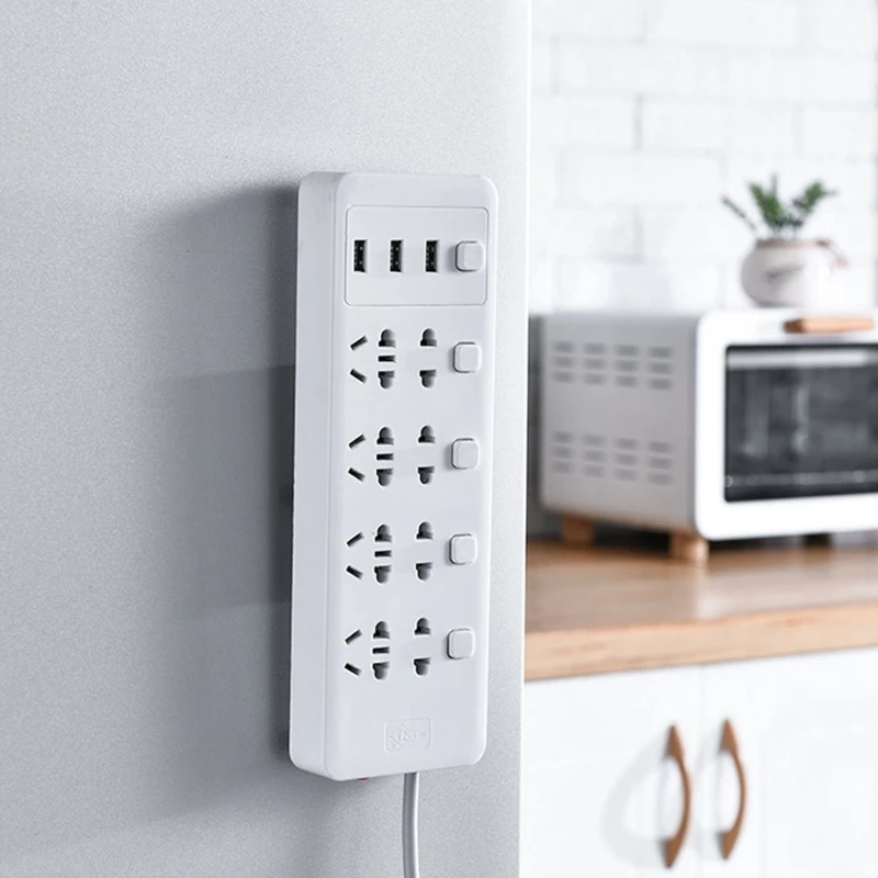 

Seamless Punch Free Plug Sticker Holder Wall Fixer Power Strip Storage Sockets Wall Shelf Stand Hook