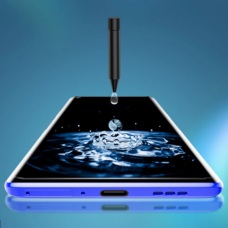 9H полное покрытие изогнутое анти Blu Ray Жидкий УФ Клей закаленное стекло для Oneplus 7 7T