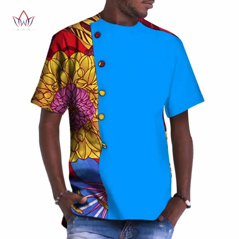 Dashiki Мужская футболка Bazin Riche африканская одежда 100% хлопок принт пэчворк на