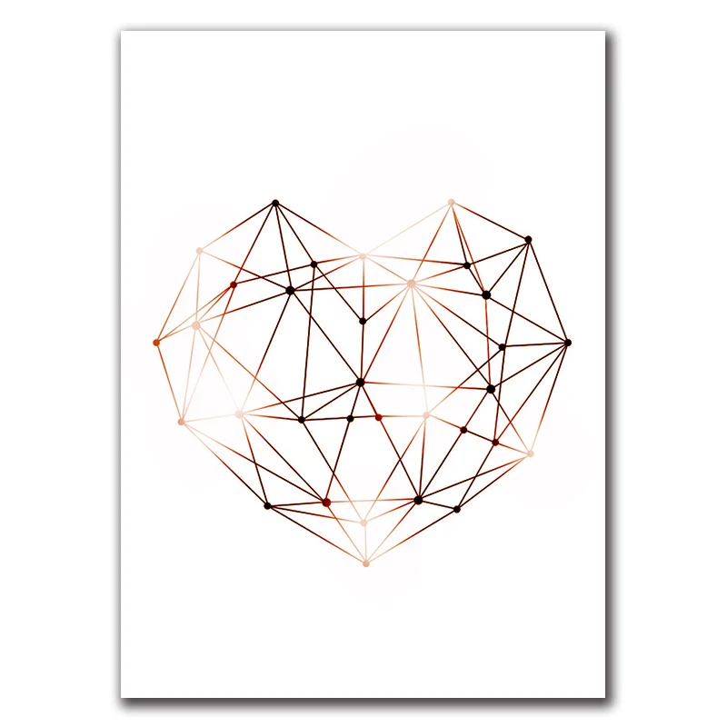 Северное розовое золото плакат с ананасом геометрическое сердце алмаз роскошный