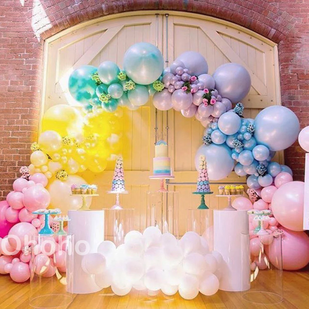 

Пастельные радужные воздушные шары-макарон, гирлянда, украшения на 1-й день рождения с единорогом, большой шар для детской вечеринки, свадьб...