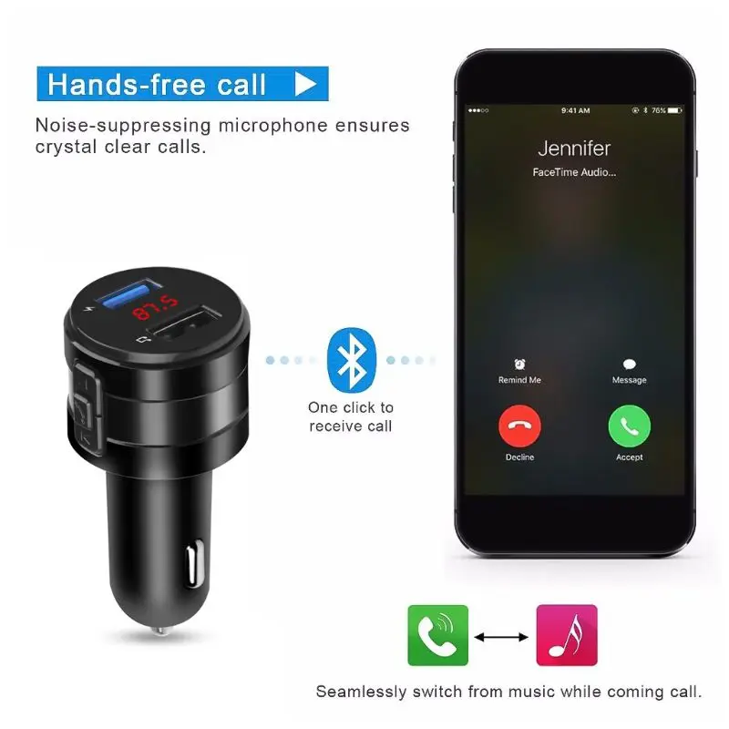 FM модулятор с поддержкой Bluetooth 2021 и двумя USB портами 4 2 а|FM-трансмиттеры| |