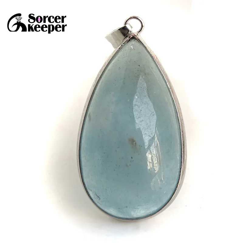 

Genuine Aquamarinea Gem Real Natural Ocean Blue Aquamarln Pendant Necklace For Woman Man CBA Beads Stone Jewelry DIY Gift BF125