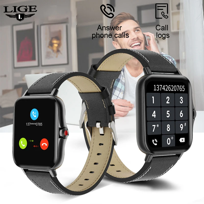 

LIGE 2021 New Smart Watch Men Bluetooth Call Heart Rate Monitoring Sport Watch Pedometer Custom Dial Waterproof Smartwatch Women