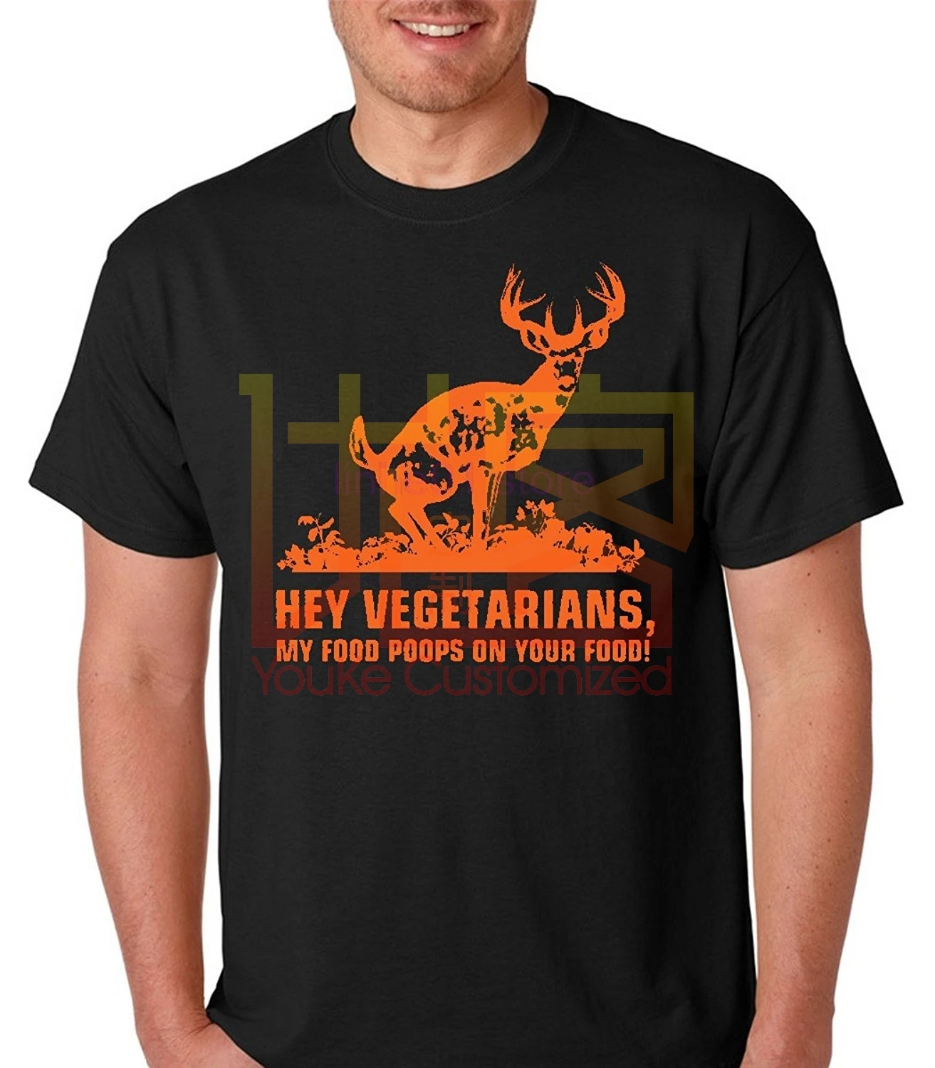 Мужская футболка с надписью Hey Vegetarians My Food Poops on Your Deer Hunt забавная хлопковая