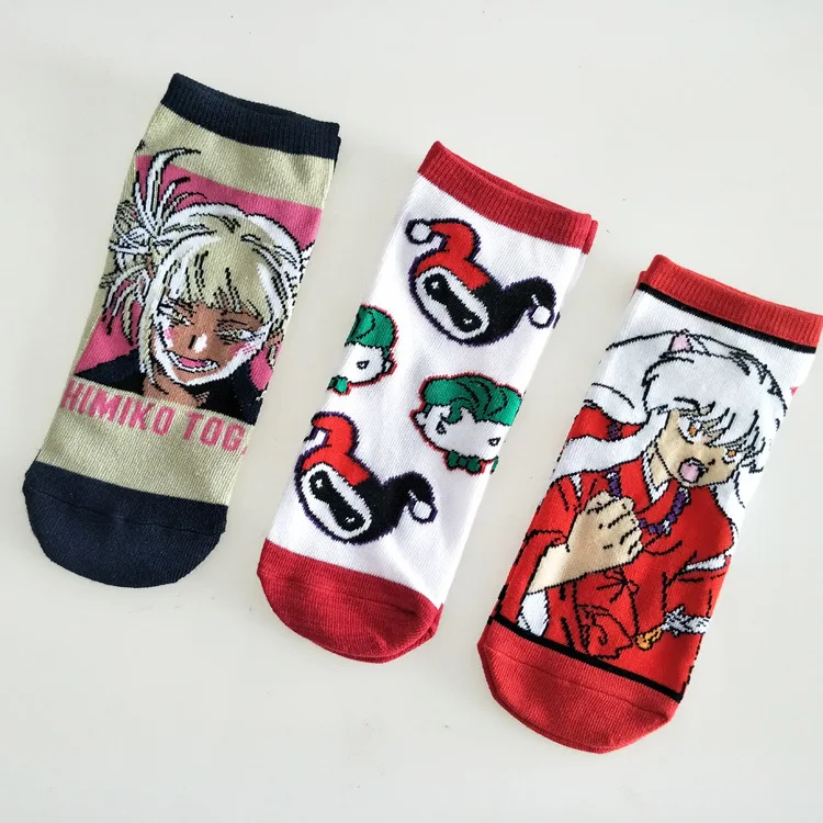 Inuyasha/женские носки с героями мультфильмов; забавные короткие носки из хлопка; милые удобные уличные носки Kawaii; модная повседневная одежда; Skarpetki