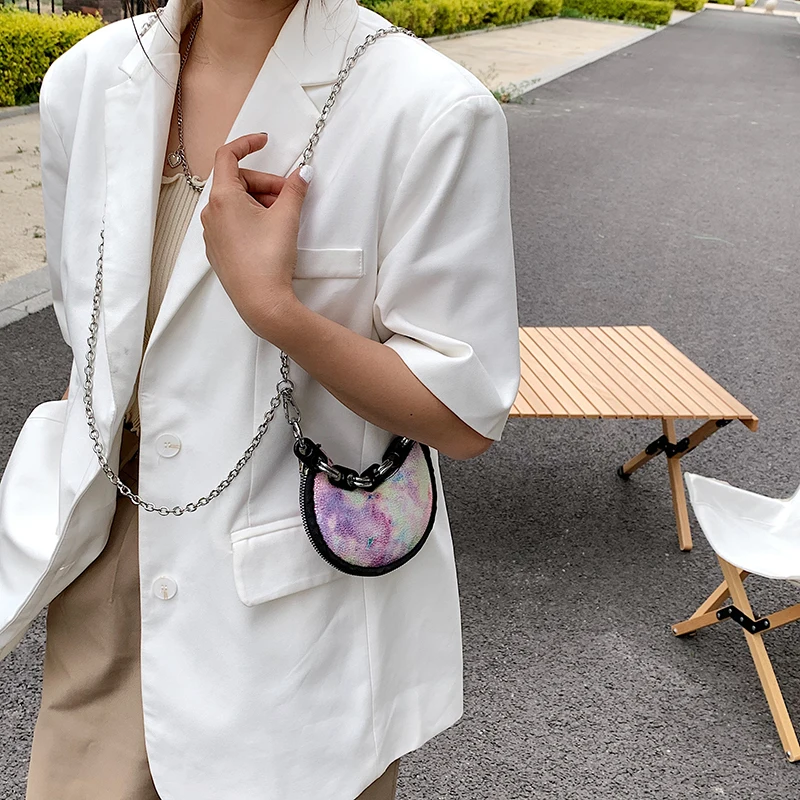 Mini Half-Moon Design Pu Leather Crossbody Shoulder Bags for Beautiful Women 2021 Fashion Ladies Chain Brand Handbags and Purse