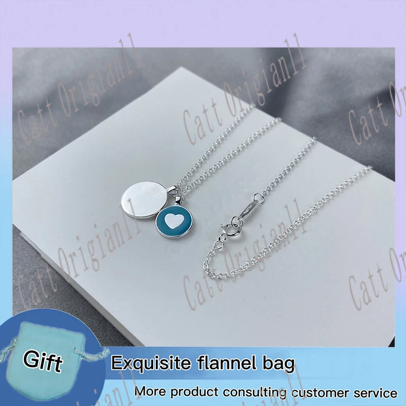 

Sweet and cute necklace, a luxury brand. Blue heart-shaped jewelry, T, engagement gift, free shipping, mother's day