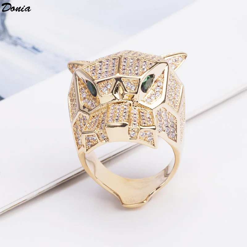 

Donia jewelry European and American fashion leopard head ring inlaid with AAA zircon luxury leopard head jewelry